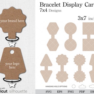 Armband Display Card Template SVG, Schmuckverpackungsvorlage SVG, Schmuckkarte DXF-Schnittdateien für Cricut, Png, Eps, Pdf für das Handschneiden.