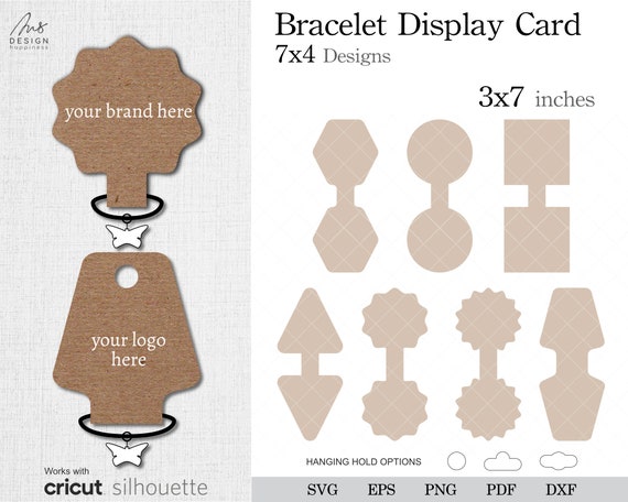 Bracelet Display Card Template SVG, Jewelry Packaging Template SVG, Jewelry  Card DXF Cut Files for Cricut, Png, Eps, Pdf for Hand Cutting. 