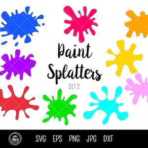 9 Color Splatter paint SVG, Splatter clipart, Splatter sticker, Splatter banner, eps, png, dxf, jpg. Easy cut files.