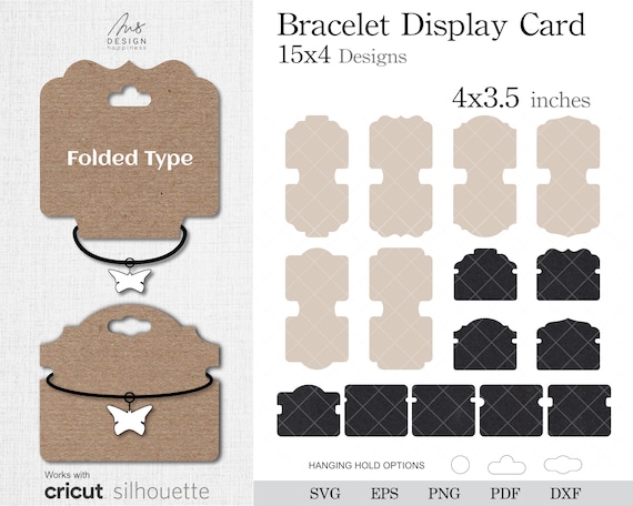 Bracelet Display Card Template SVG, Jewelry Packaging Template SVG, Jewelry  Card DXF Cut Files for Cricut, Png, Eps, Pdf for Hand Cutting. 