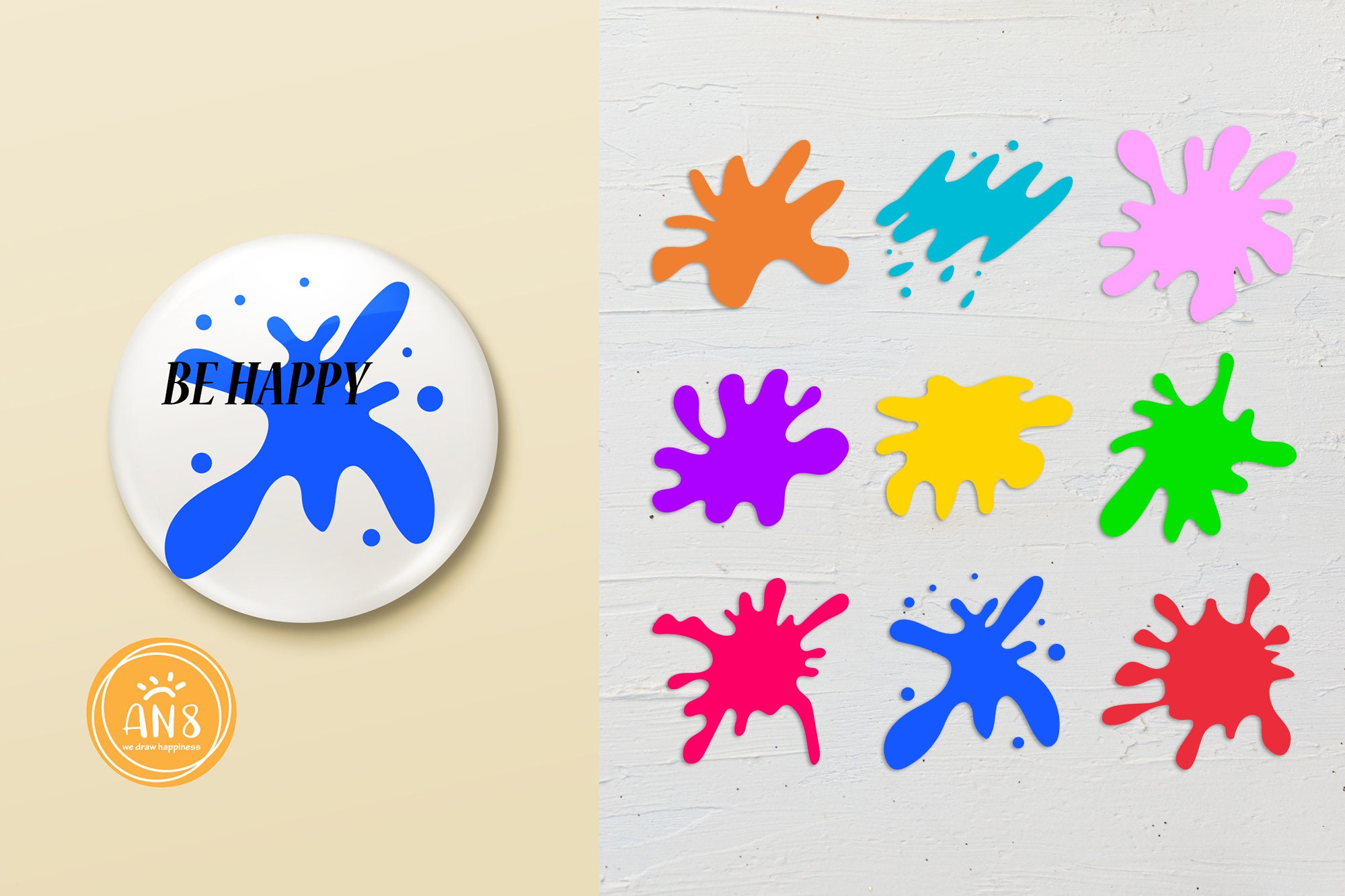 9 Color Splatter paint SVG Splatter clipart Splatter | Etsy