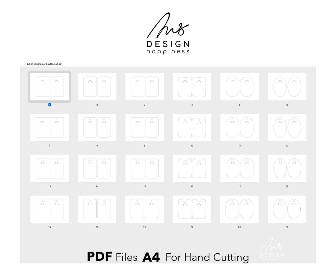 24 Keyring Display Card Template SVG, 6x4 Designs Keychain Card 4x6
