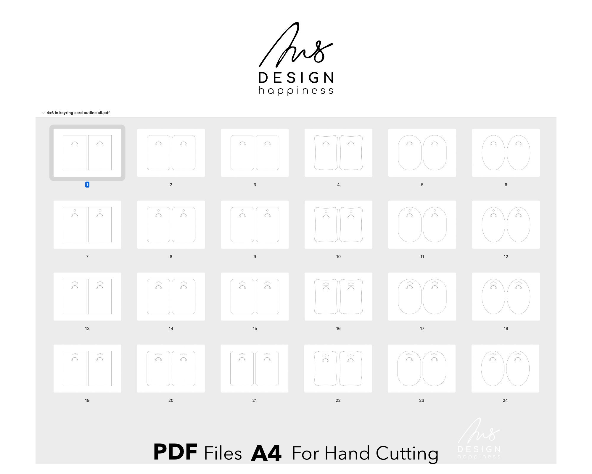 Keycard Printable 24 Keyring Display Card Template SVG, 6x4 Designs Keychain Card 4x6 ...