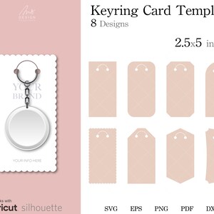 8 Keyring Display Card SVG, 2.5"x5" Keyring Template SVG, Keychain card SVG, dxf cricut cut files, png, eps, pdf