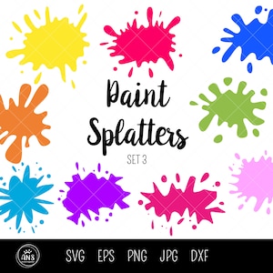 9 Color Splatter paint SVG, Splatter clipart, Splatter sticker, Splatter banner, eps, png, dxf, jpg. Easy cut files.