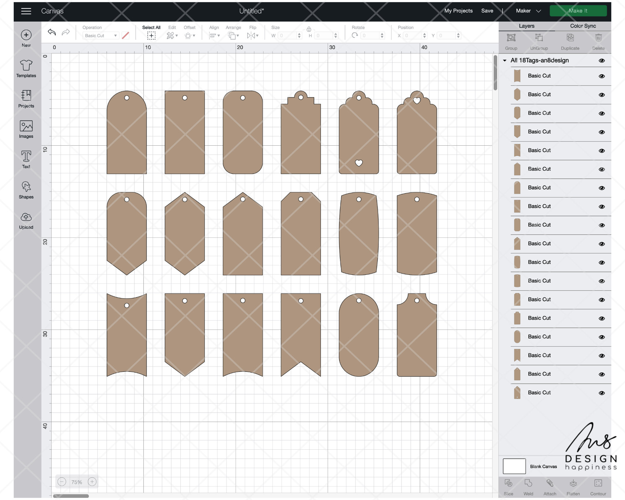 Gift Tag Templates SVG, Set2, 18 Designs of 90x43 Mm Gift Labels Tags ...
