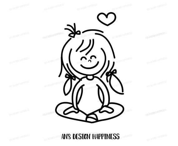 Yoga Girl SVG Mindfulness Hand Drawn Clipart Hand Drawn | Etsy