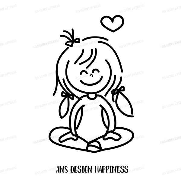 Yoga Girl SVG, Mindfulness Hand drawn clipart, Hand drawn happy kid svg, healthy woman meditation svg, relax people dxf, good vibe woman svg