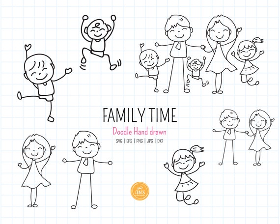 Download Family stick people SVG bundle Stick kid SVG PNG hand ...