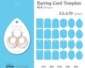 24 Earring Display Card Template SVG, Earring Packaging Template SVG, Jewelry card DXF cut files for cricut, png, eps, pdf for hand cutting.