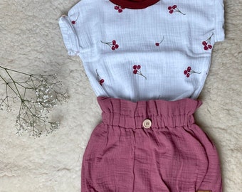 Musselin Bloomers - Short pants - uni - Baby - Toddler - Pants - Ruffle Cuffs - Spring/Summer/Autumn - Handmade - Retro - Vintage