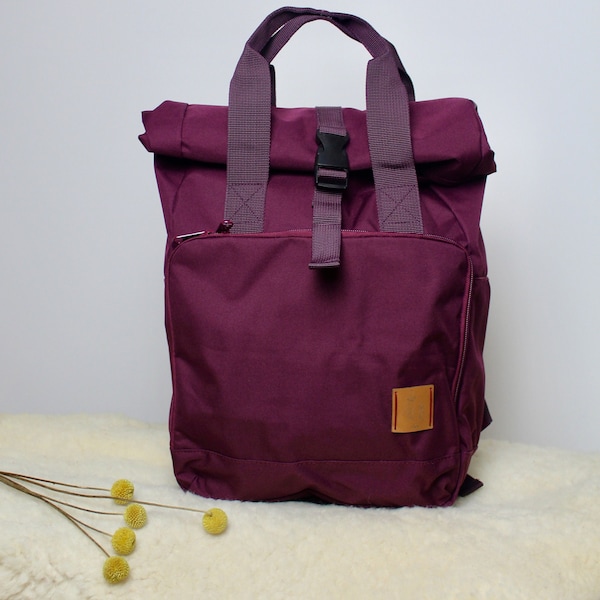 Rucksack "följeslagare" - Burgund - rot - Backpacker - Tasche - unisex - Wickeltasche - Wickelrucksack - Handtasche - Daypack - Rolltop