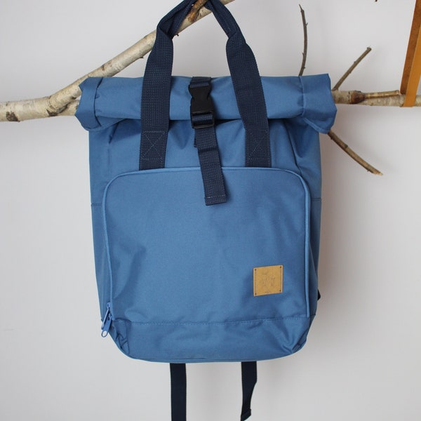 Rucksack "följeslagare" - force blau - Backpacker -Tasche - Geschenk - Wickel - Wickelrucksack - Handtasche - Daypack - Rolltop - Schule