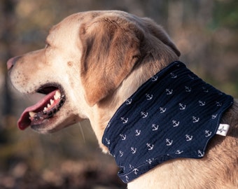 Dog scarf "hav" - rose - light blue - navy - light gray - anchor - maritime - dog towel - collar - gift - muslin - bandana - sea sea