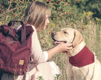 Dog scarf "fläck" - Bordeaux - red - Christmas - dog scarf - collar - accessory for dogs - gift - muslin - bandana - dots