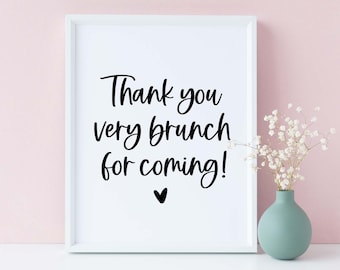 Merci d'être venu signe imprimable, merci beaucoup, table de buffet de petit déjeuner d'anniversaire, douche nuptiale minimaliste, décor de brunch de bébé