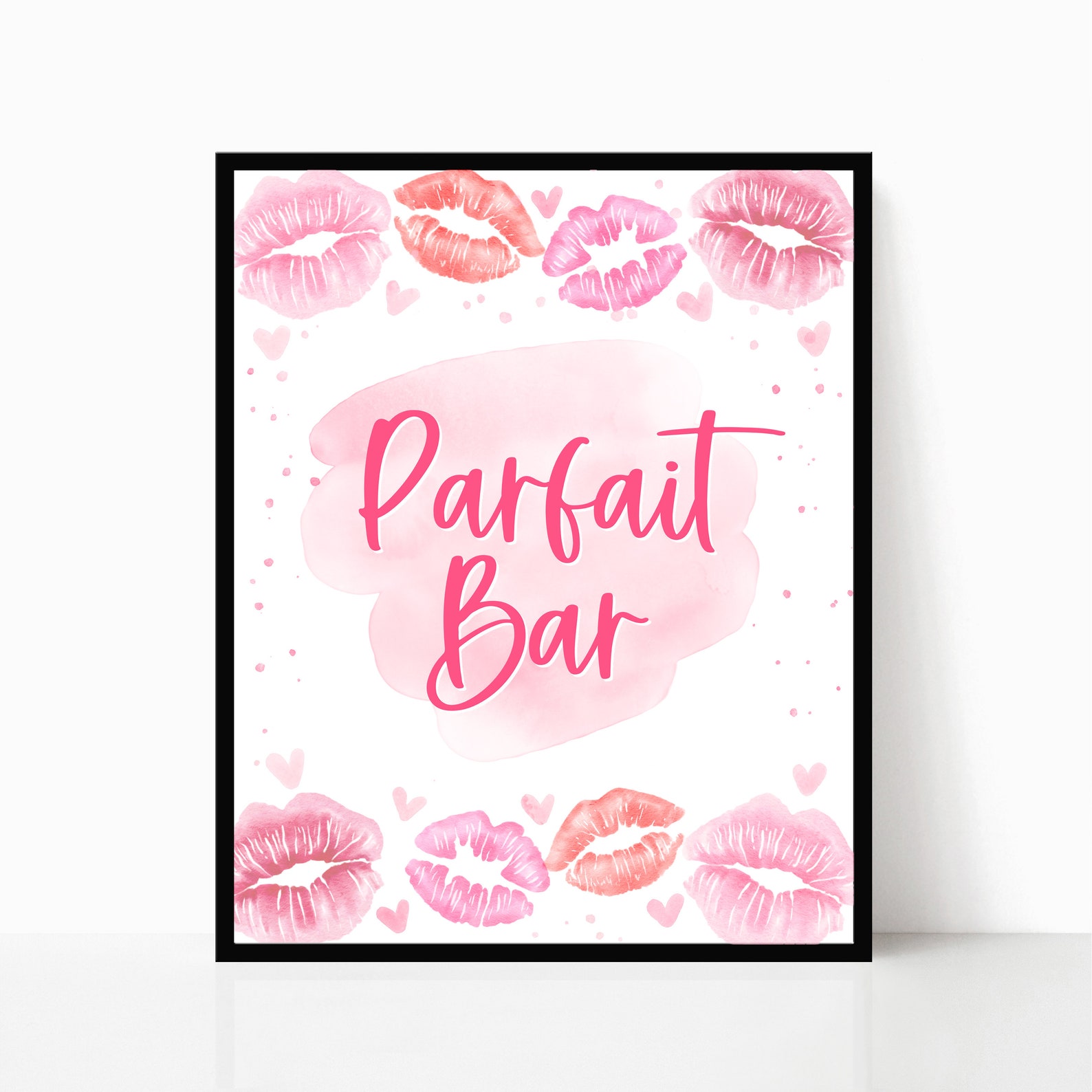 Parfait Bar Sign Printable, Girl's Pink Birthday Party, Valentine's Day ...
