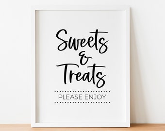Sweets and Treats Sign for Modern Minimalist Birthday Party, Dessert Table, Candy Station, Cupcake Bar, Favor Table, Party Printable