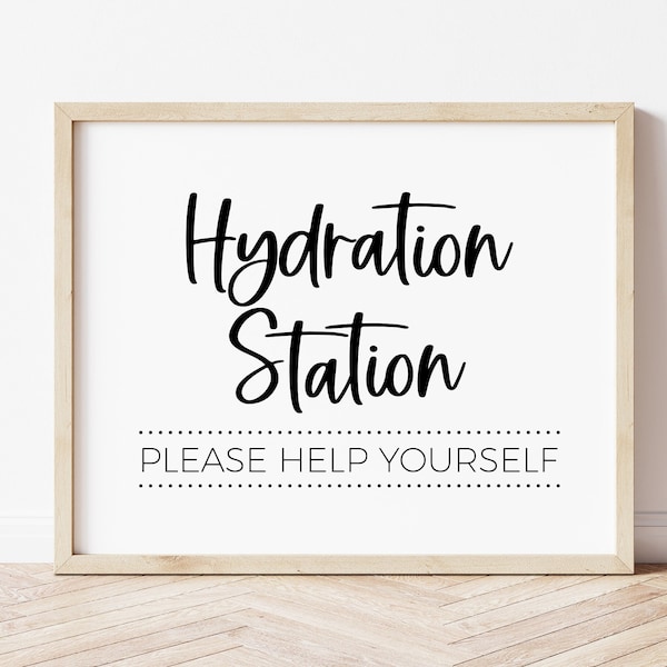 Hydration Station Printable Sign for Graduation, Birthday Party, Summer BBQ, Minimalist Beverage Bar & Water Table Decor, Cold Drinks, Water