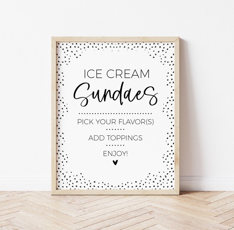Sundae Sign Ice Cream Sundae Bar Sign for Modern Minimalist Birthday Party, Bridal ...