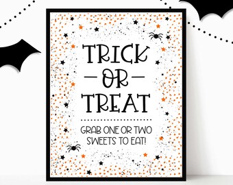 Trick or Treat Porch Sign for Halloween, Cute Candy Bowl Sign for Front Door, Spooky Trick or Treating, Trunk or Treat, Party Printable