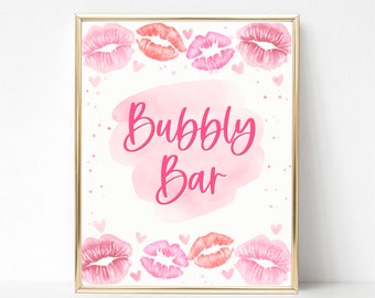 Bubbly Bar Sign for Coquette Bridal Shower, Valentine's Day Dinner Party, Girl's Birthday, Galentine's Brunch, Bachelorette Printable