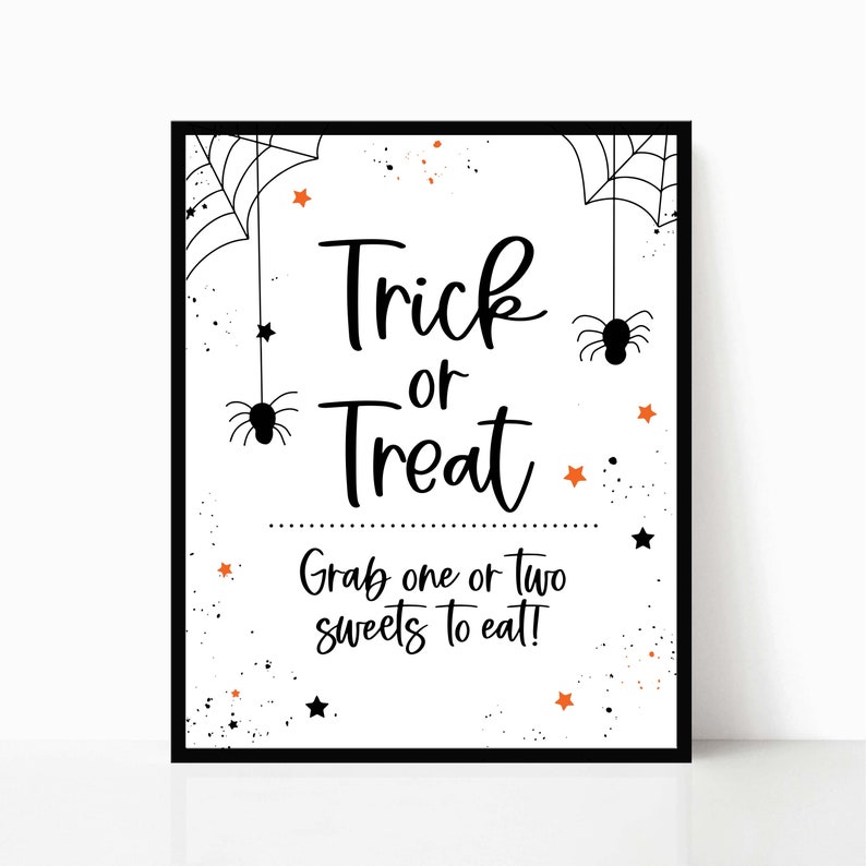 Trick or Treat Sign Halloween Candy Bowl Sign for Front Door Etsy