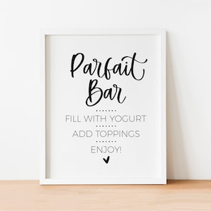 Parfait Yogurt Bar Sign for Minimalist Bridal Brunch, Modern Baby Brunch, Breakfast Buffet Table, Birthday Girls Brunch, Printable