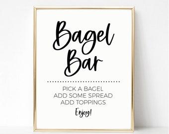 Bagel Bar Schild, Brunch und Sekt, Frühstück Schild, Moderner Braut Brunch, Baby Brunch, Buffet Essen Schild, Minimalistisches druckbares Schild