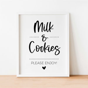 Milk and Cookies Sign, Cookie Bar, Dessert Station, Treats Bar, Late Night Snack, Snack Bar, Dessert Table, Party Printable Digital Download