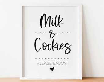 Milk and Cookies Sign, Cookie Bar, Dessert Station, Treats Bar, Late Night Snack, Snack Bar, Dessert Table, Party Printable Digital Download