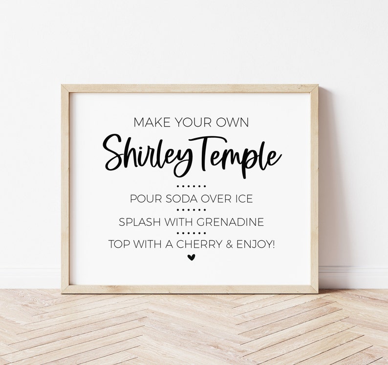 Shirley Temple Bar Sign for Graduation Party, Baby Shower, Make Your Own Drink Station, Mocktail ...