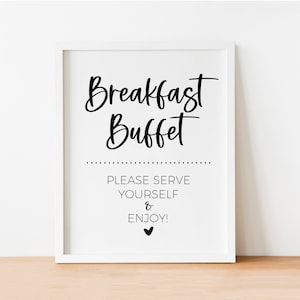 Breakfast Buffet Sign, Brunch Food, Breakfast Food, Minimalist, Modern, Bridal Shower Brunch and Bubbly, Baby Brunch Slumber Party Printable