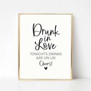 Modern Minimalist Open Bar Sign, Drunk in Love Bar Menu Sign For Wedding, Anniversary, Engagement Party, Housewarming, Printable Sign