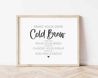 Bord bord Cold Brew Coffee Bar voor modern minimalistisch feest, maak je eigen drankje