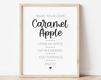 Caramel Apple Sign, Make Your Own Dessert, Fall Food Bar for Modern Minimalist Bridal Shower, Baby Shower, Birthday Party Printable