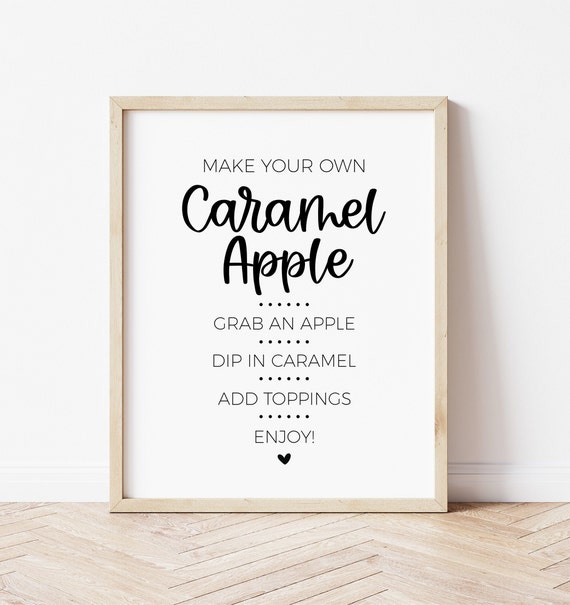 Caramel Apple Sign, Make Your Own Dessert, Fall Food Bar for Modern Minimalist Bridal Shower, Baby Shower, Birthday Party Printable