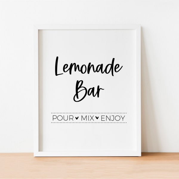 Lemonade Bar Drink Sign, Signature Drink, Party Decor, Make Your Own Drink Station, Lemonade Stand Sign, Summer Graduation, Printable Sign