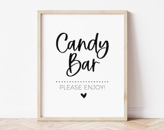 Candy Bar Sign, Candy Station, Sweets and Desserts Bar, Modern Minimalist Decor for Graduation, Birthday Party, Bridal Shower, Printable