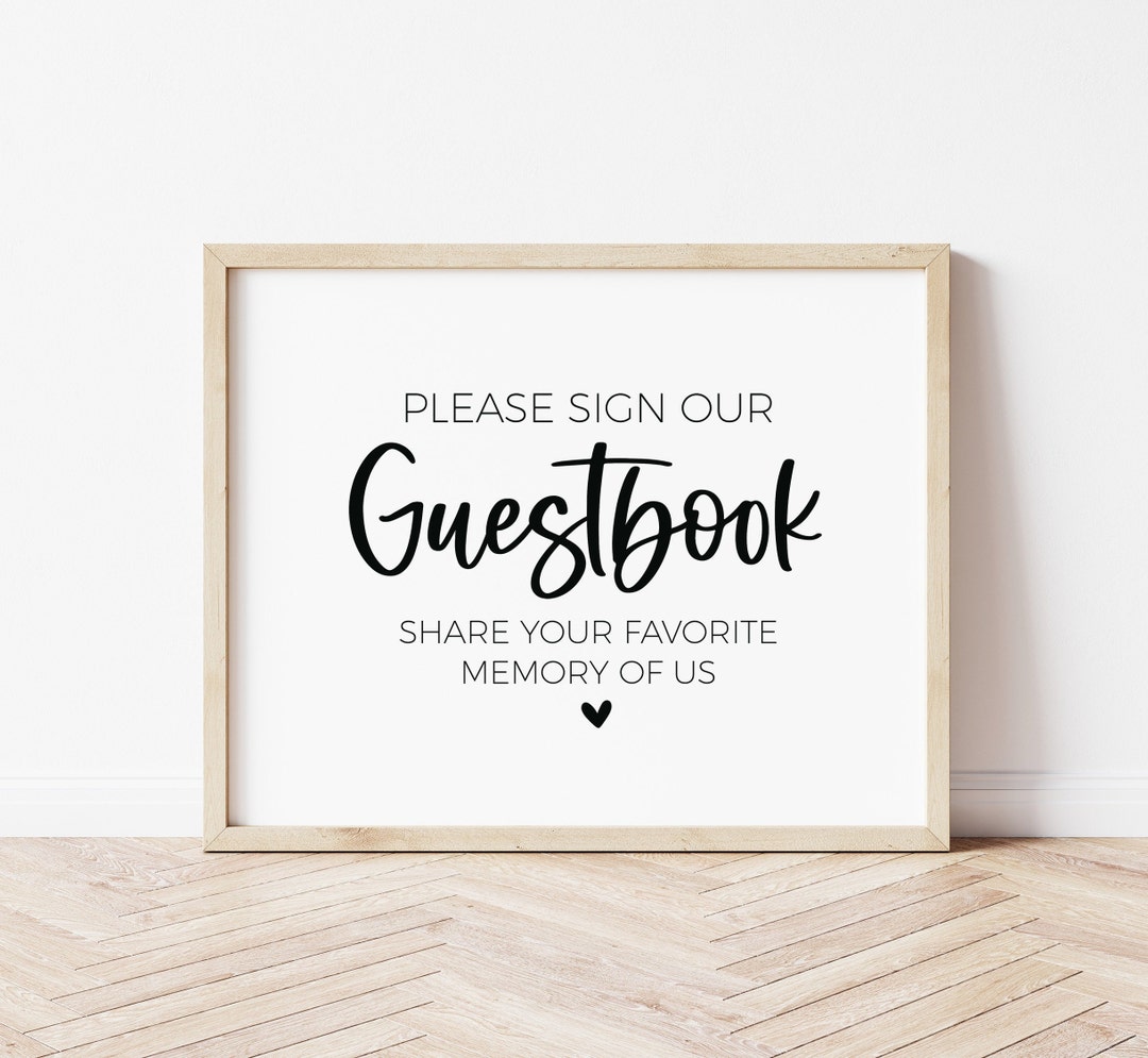 Guest Book Table Sign for Modern Minimalist Wedding, Engagement Party ...