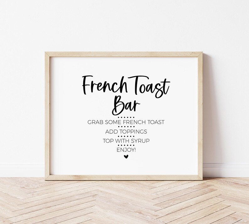 Toast Signs French Toast Bar Sign, Breakfast Party Food Station, Modern Minimalist ...