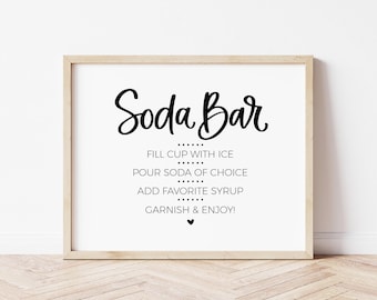 Placa de bar de refrigerantes minimalista moderna para impressão, decoração de mesa de bebidas para formatura, casamento, chá de bebê, aniversário, placa para download instantâneo