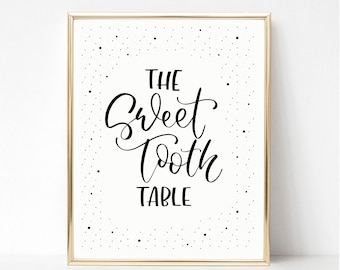 Sweet Tooth Table Sign, Candy Bar, Dessert Table, Cupcake Display, Donut Wall, Party Printable, Digital Download