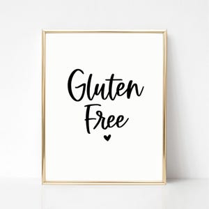 Gluten Free Sign, Allergy Friendly Food Label, Dessert Bar Buffet Table for Modern Minimalist Birthday, Wedding, Shower Printable Sign