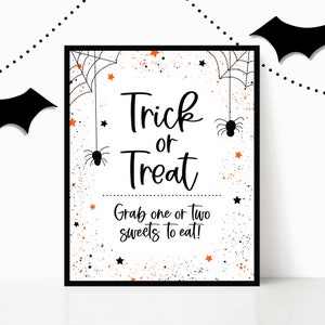 Trick or Treat Halloween Candy Bowl Sign for Front Door, Porch Sign for Trick or Treating, Trunk or Treat, Please Take One, Party Printable
