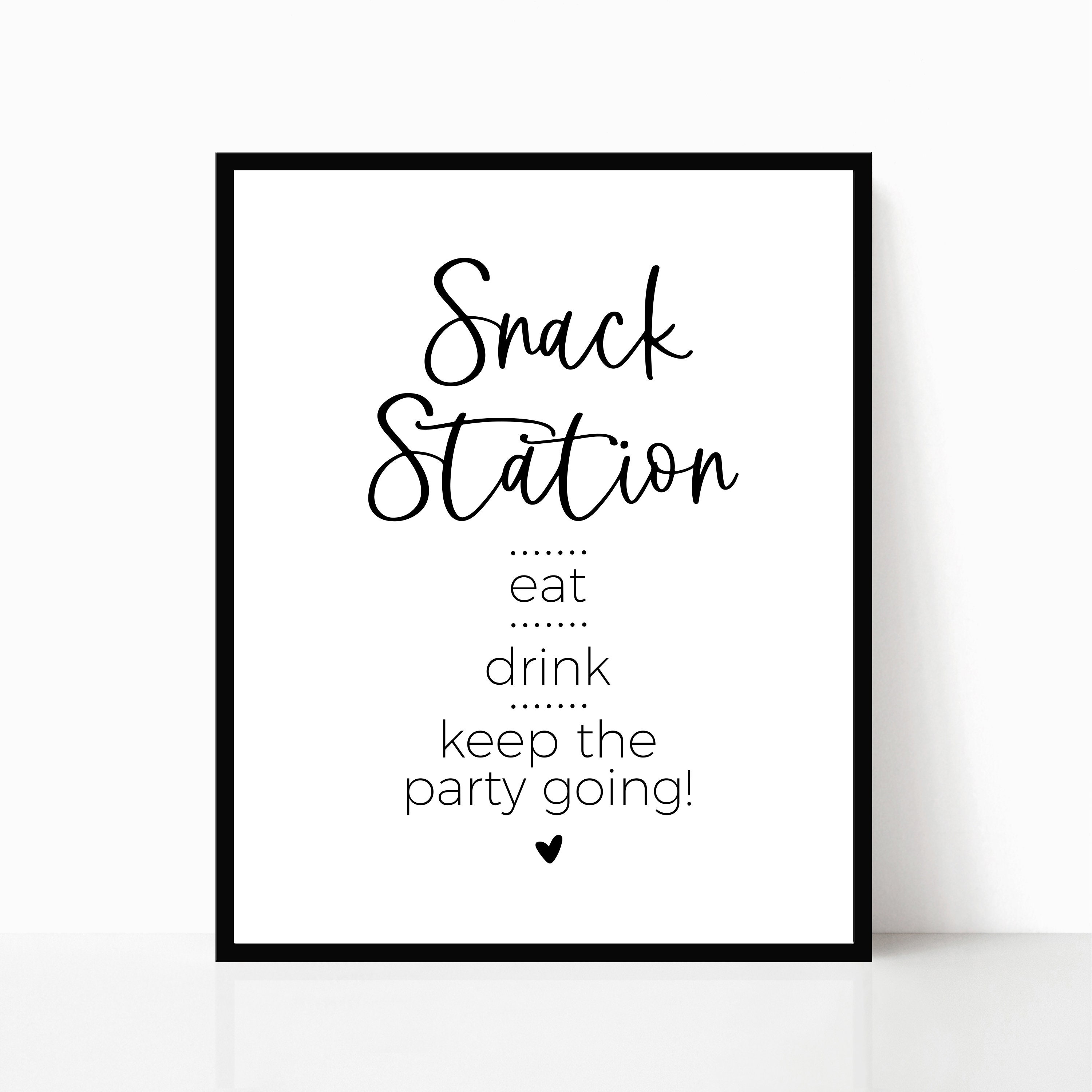 Snack Station Sign, Late Night Snack Food Bar, Sweets & Treats, Party ...