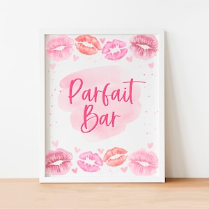 Parfait Bar Sign Printable, Coquette Style Girl&#39;s Pink Birthday Party, Valentine&#39;s Day Brunch Buffet, Galentine&#39;s Breakfast, Printable