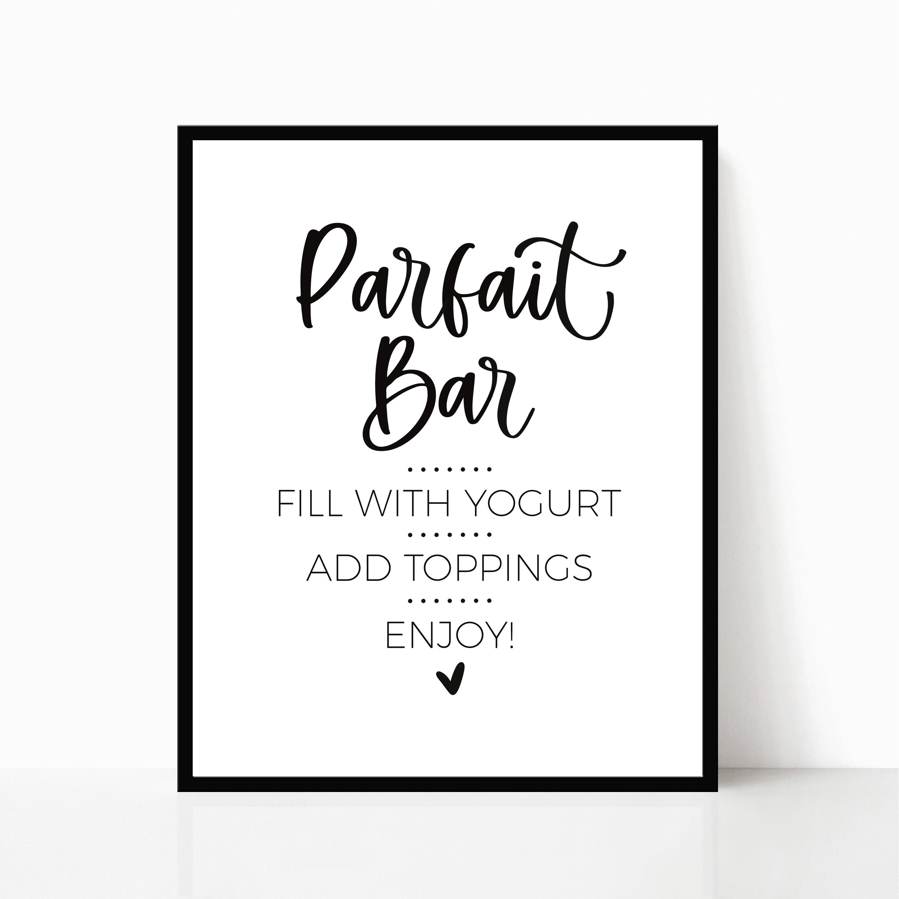 Parfait Yogurt Bar Sign for Minimalist Bridal Brunch, Modern Baby ...
