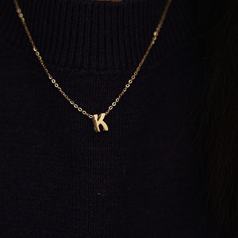 Customized Necklace Letters Solid 14k Gold Chain Letters Etsy
