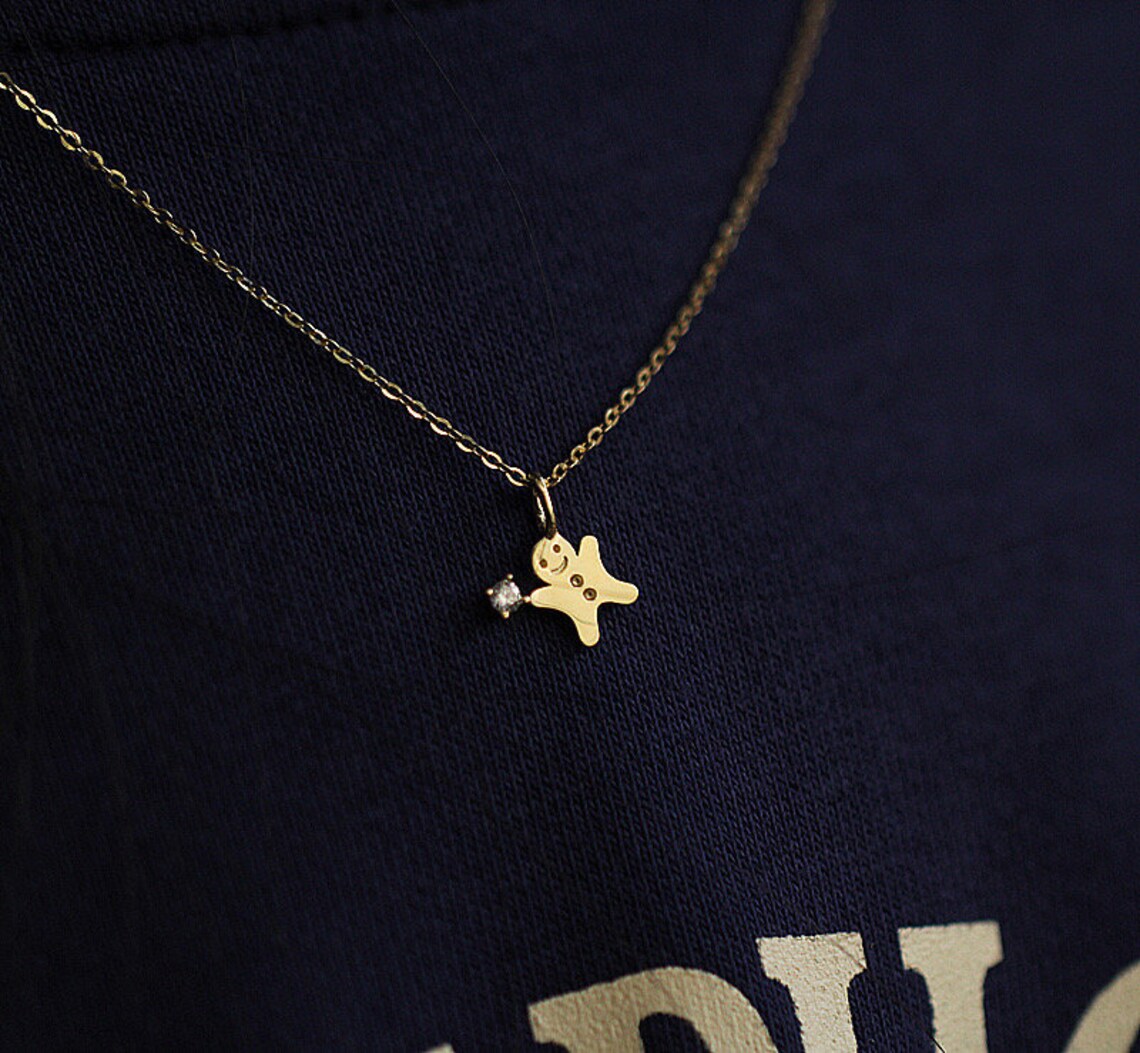 Lucky Necklace Pendant Solid 9k Gold Chain PendantChoker Etsy